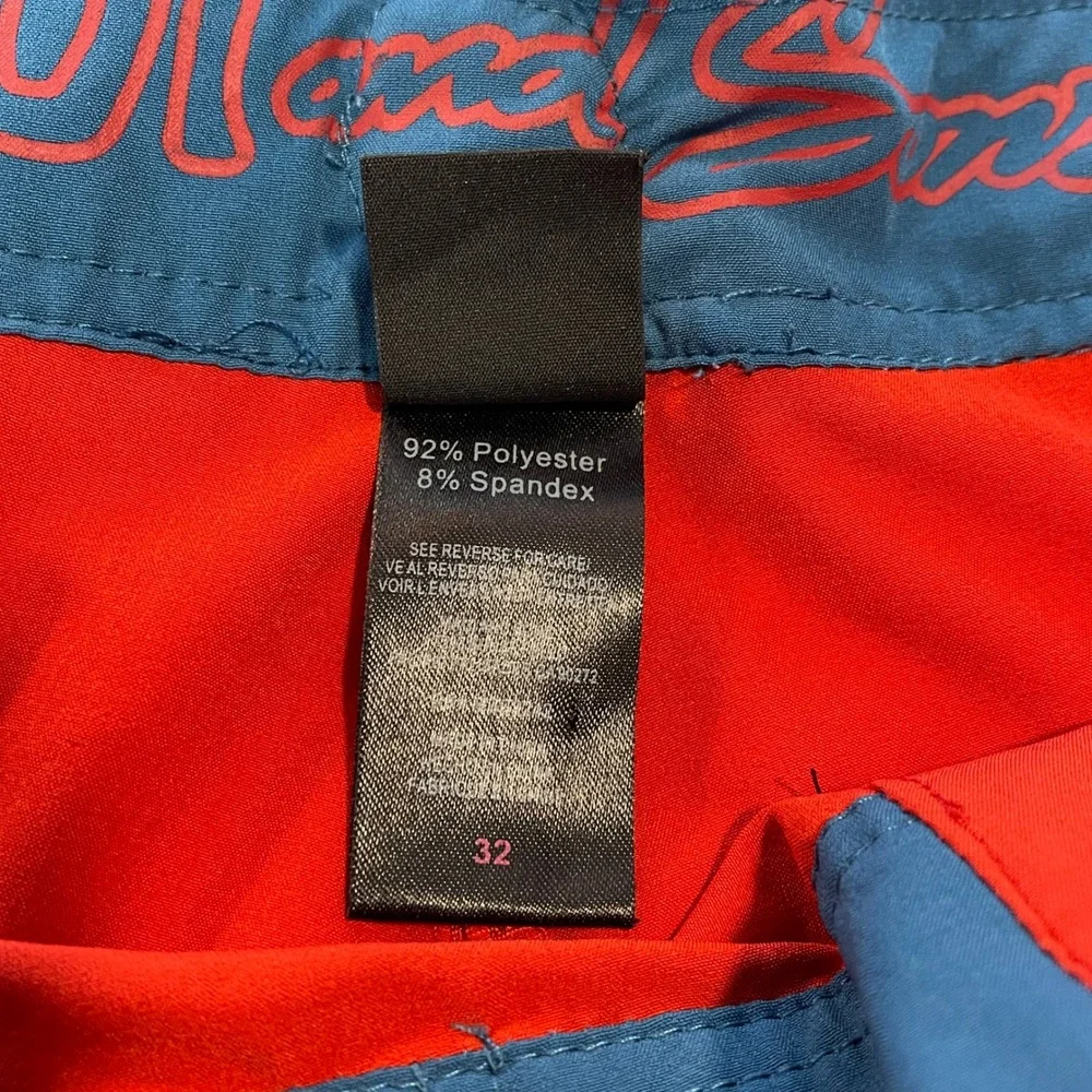 Maui and Sons Red Teal Board Shorts Swim Trunks Mens Size 32 Surf Beach Pool